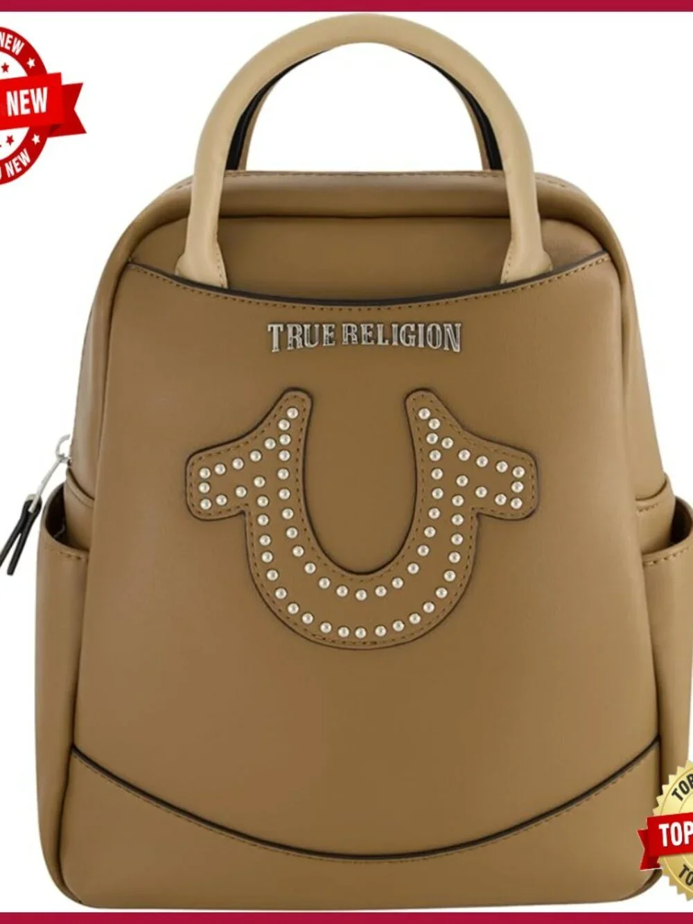 Mini Backpack Studded Horseshoe Logo Small Travel Bag Purse Adjustable Straps